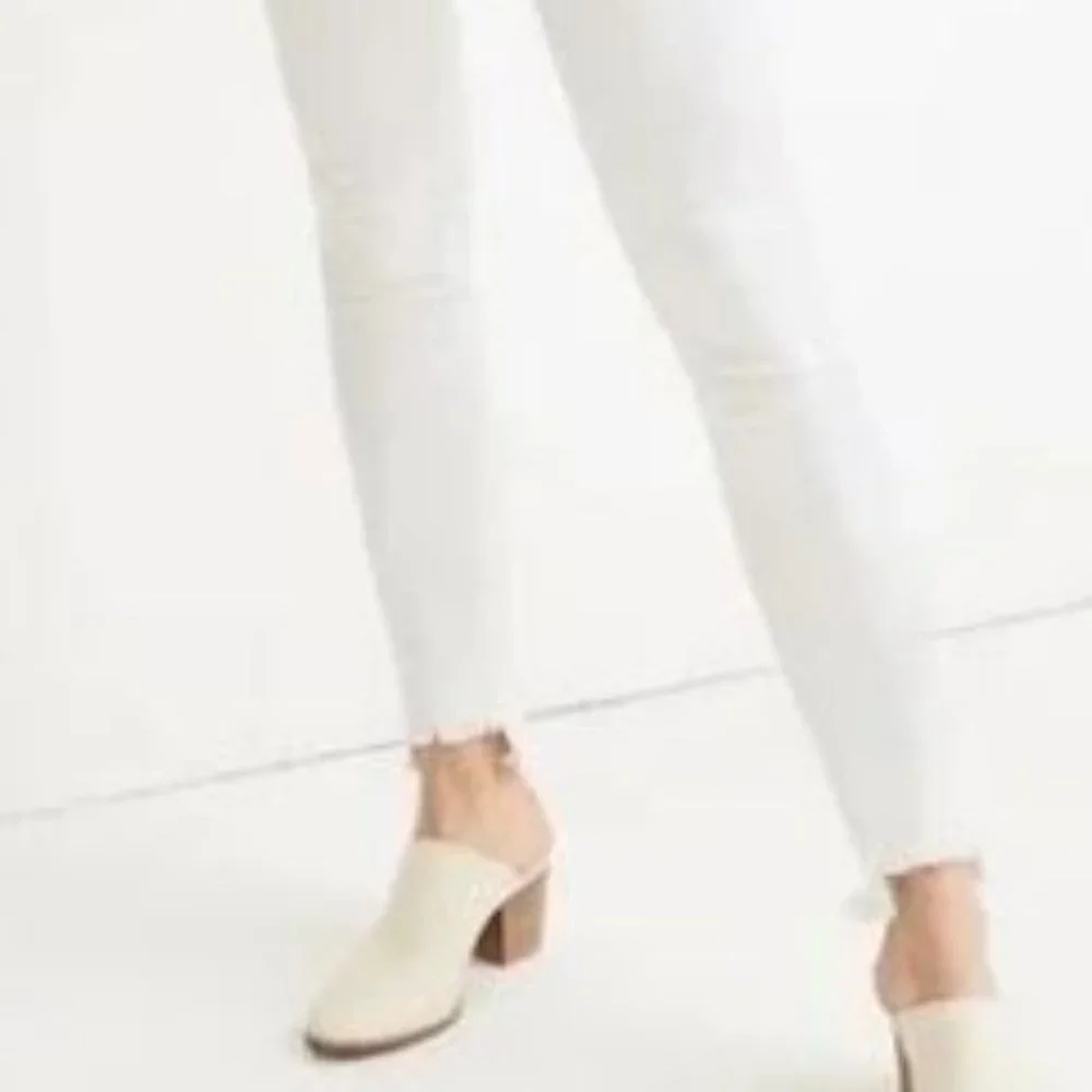 Madewell Distress White Skinny Button Fly Jeans with Raw Hem - Size 25 - Picture 2 of 16